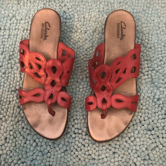 Clarks Shoes - Clark’s Red Bendables Sandals Size 8